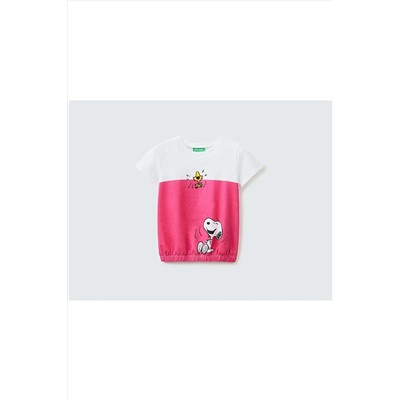 United Colors of Benetton Kız Çocuk Mix Snoopy Baskılı Renk Bloklu T-shirt 223P3096G10A0-901