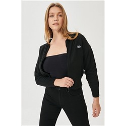 Lee Kadın Regular Fit Normal Kesim Kapüşonlu Tam Fermuarlı Siyah Triko Hırka L212065