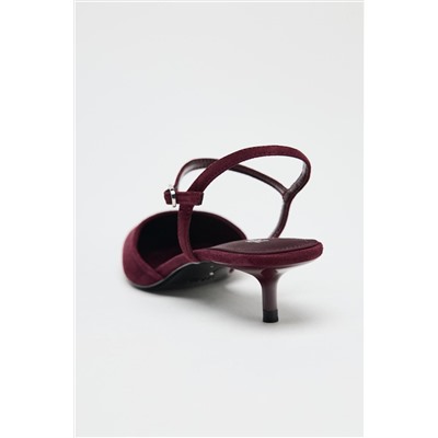 SUEDE KITTEN HEEL SLINGBACKS