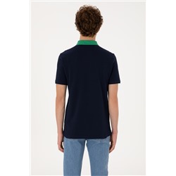 Erkek Regular Fit Polo Yaka Lacivert Tişört