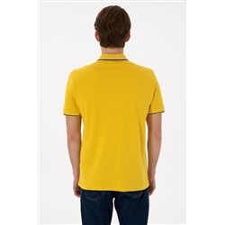 Erkek Regular Fit Polo Yaka Sarı Basic Tişört
