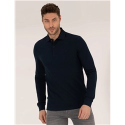Lacivert Slim Fit Basic Sweatshirt