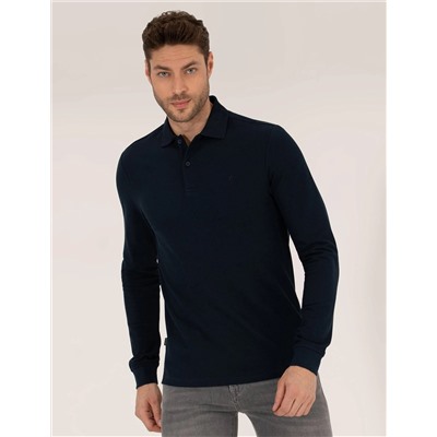 Lacivert Slim Fit Basic Sweatshirt