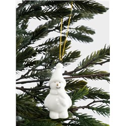 Игрушка елочная, 7 см, фарфор P, бело-золотистая, Снеговик, New year