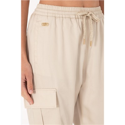 Kadın Taş Kanvas Jogger Fit Pantolon