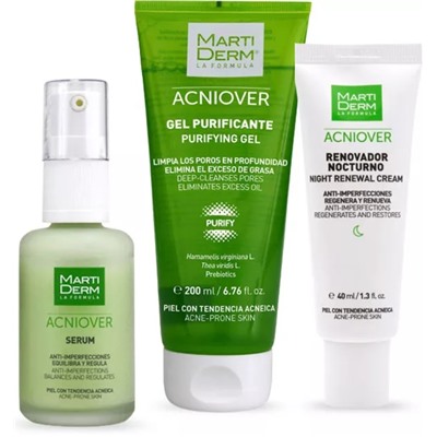 Martiderm Night Renewer 40 мл + Очищающий гель 200 мл + Сыворотка против несовершенств 30 мл