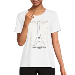 Karl Lagerfeld Paris Logo Cotton Blend T-Shirt
