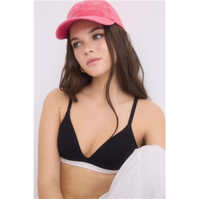 Sujetador triangular relleno fijo negro