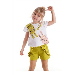 DenokidsMuzip Kediler Kız Çocuk T-shirt Şort Takım