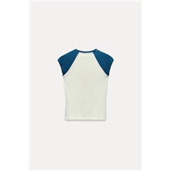 SLUB KNIT T-SHIRT WITH SLOGAN