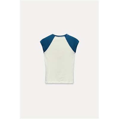 SLUB KNIT T-SHIRT WITH SLOGAN