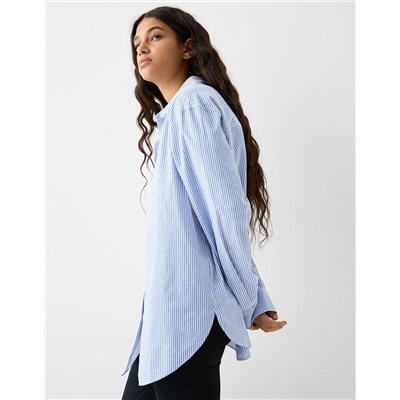 Striped long sleeve poplin shirt