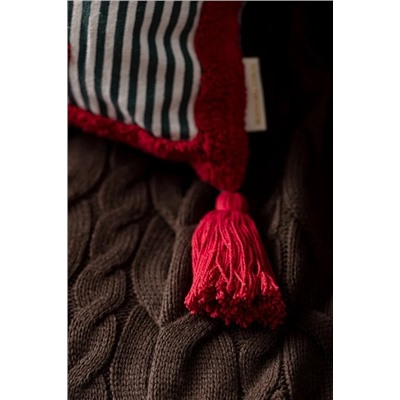 Dordogne Pamuklu Kırlent Kılıfı - Beyaz/Yeşil/Kırmızı - 40x60 cm