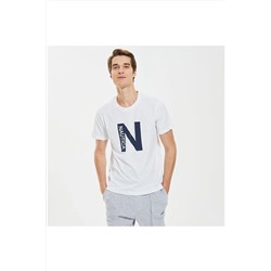 Nautica Erkek Beyaz Standart Fıt Uzun Kollu T-shırt VE37302T