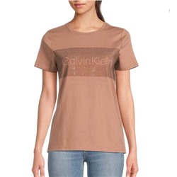 Calvin Klein Logo Rhinestone Embellished T-Shirt