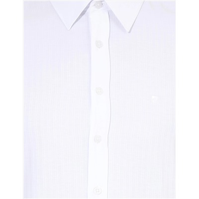 Beyaz Slim Fit Armürlü Klasik Gömlek