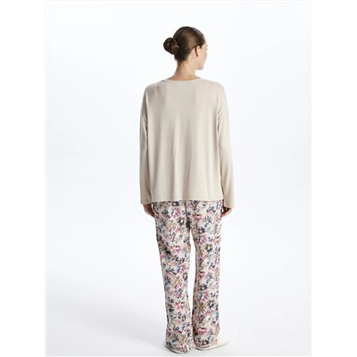 LC Waikiki V Yaka Çiçekli Uzun Kollu Kadın Pijama Takımı, LCW DREAM                                            
                                            V Yaka Çiçekli Uzun Kollu Kadın Pijama Takımı