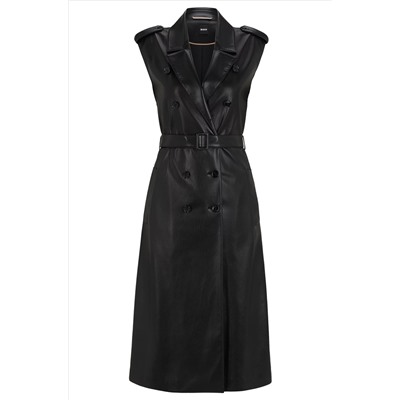 Faux-leather dress with double-breasted front