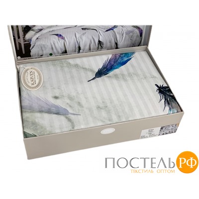 Постельное белье Карвен Stripe Satin с цветным принтом семейное N251-SB011 (7пр.)