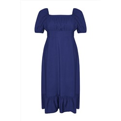 Indigo Bisiklet Yaka Eteği Fırfırlı Dokuma Elbise TBBSS24AH00066