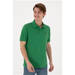 Erkek Regular Fit Polo Yaka Yeşil Basic Tişört
