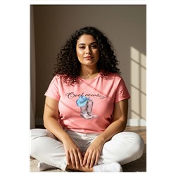 Pembe Regular Fit Baskılı Büyük Beden T-shirt TBBSS25BF00018
