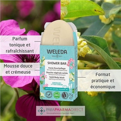 Weleda Shower Bar Douche Végétale Solide Géranium & Litsea Cubeba Bio 75g