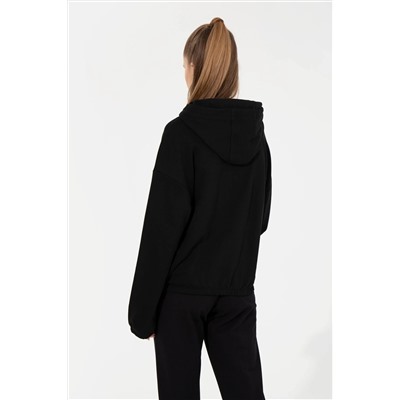 Kadın Siyah Kapüşonlu Sweatshirt