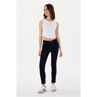 Kadın Lacivert Toothpick Fit Kanvas Pantolon