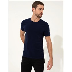 Lacivert Slim Fit Bisiklet Yaka Basic Tişört