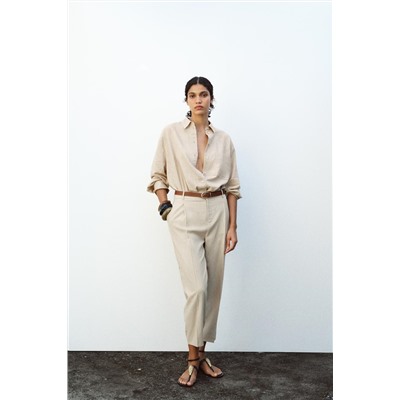 PANTALON RECTO CON LINO CINTURÓN