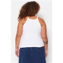 Beyaz Halter Yaka Basic Örme Atlet TBBSS23CV00000