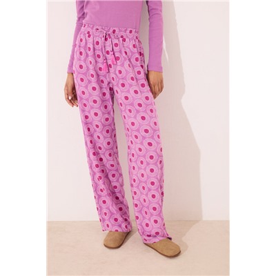Pantalón largo viscosa estampado geométrico