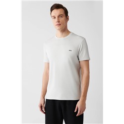 Avva, Erkek Gri Bisiklet Yaka Sırt Ve Göğsü Logo Baskılı T-shirt B001040