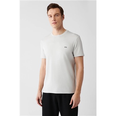 Avva, Erkek Gri Bisiklet Yaka Sırt Ve Göğsü Logo Baskılı T-shirt B001040