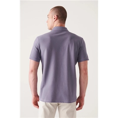 Lila %100 Pamuk Serin Tutan Polo Yaka T-Shirt