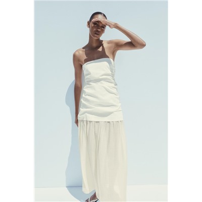 CONTRAST STRAPLESS MIDI DRESS