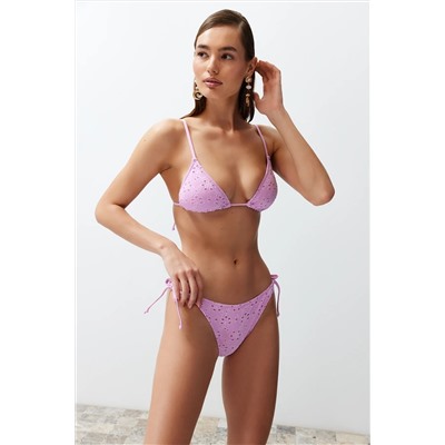 TRENDYOLMİLLA Pembe Üçgen Bağlamalı Premium Kumaşlı Regular Bikini Takımı TBESS24BT00082
