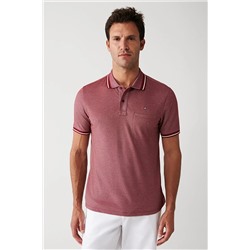 Avva Erkek Bordo Kıvrılmaz Yaka Cepli Standart Fit Normal Kesim 2 Düğmeli Polo Yaka T-shirt E001031