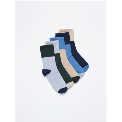 PACK OF 5 PAIRS OF LONG COLOUR BLOCK SOCKS
