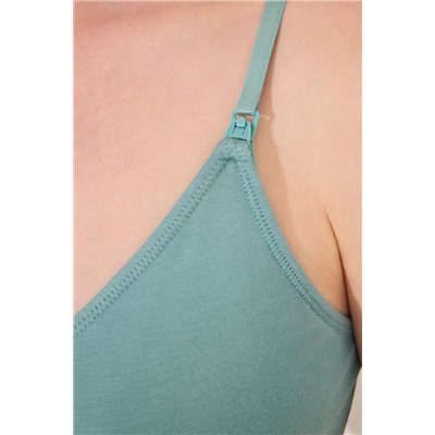 Camisón corto "maternity" lactancia verde agua