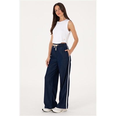Kadın Eflatun Loose Relax Fit Jean Pantolon