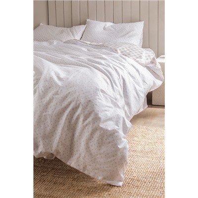Botie King Size %100 Pamuk Ranforce Baskılı Nevresim Takımı - Bej