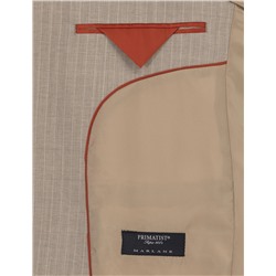 Bej Çizgili Ekstra Slim Fit Yün Takım Elbise