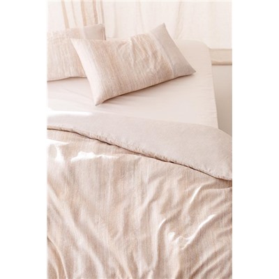 Sarthe King Size %100 Pamuk Madame Coco Crep Baskılı Nevresim Takımı - Bej