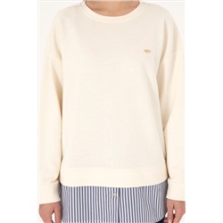 Kadın Krem Gömlek Detaylı Bisiklet Yaka Sweatshirt