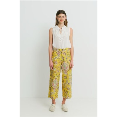 Pantalón culotte cropped paisley