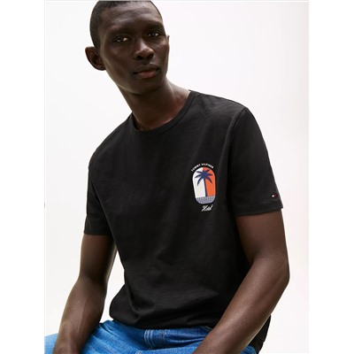 Palm Tree Logo Slub Cotton T-Shirt