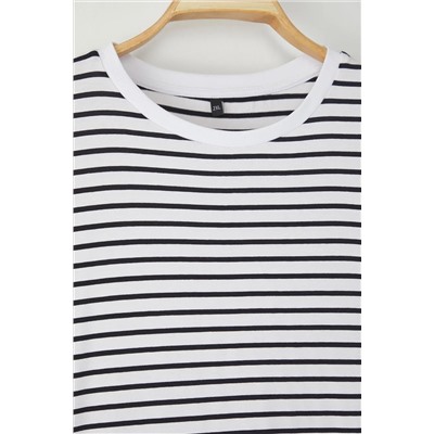 Siyah-Beyaz 3'lü Paket Büyük Beden T-shirt TBBSS25BF00071