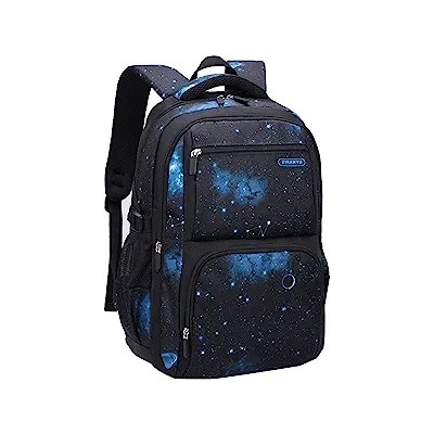 JiaYou Space Pattern Galaxy Backpack Boys Primary Junior Middle School Daypack Men High Middle School Laptop Bag(Dark Blue Star,Backpack Only)